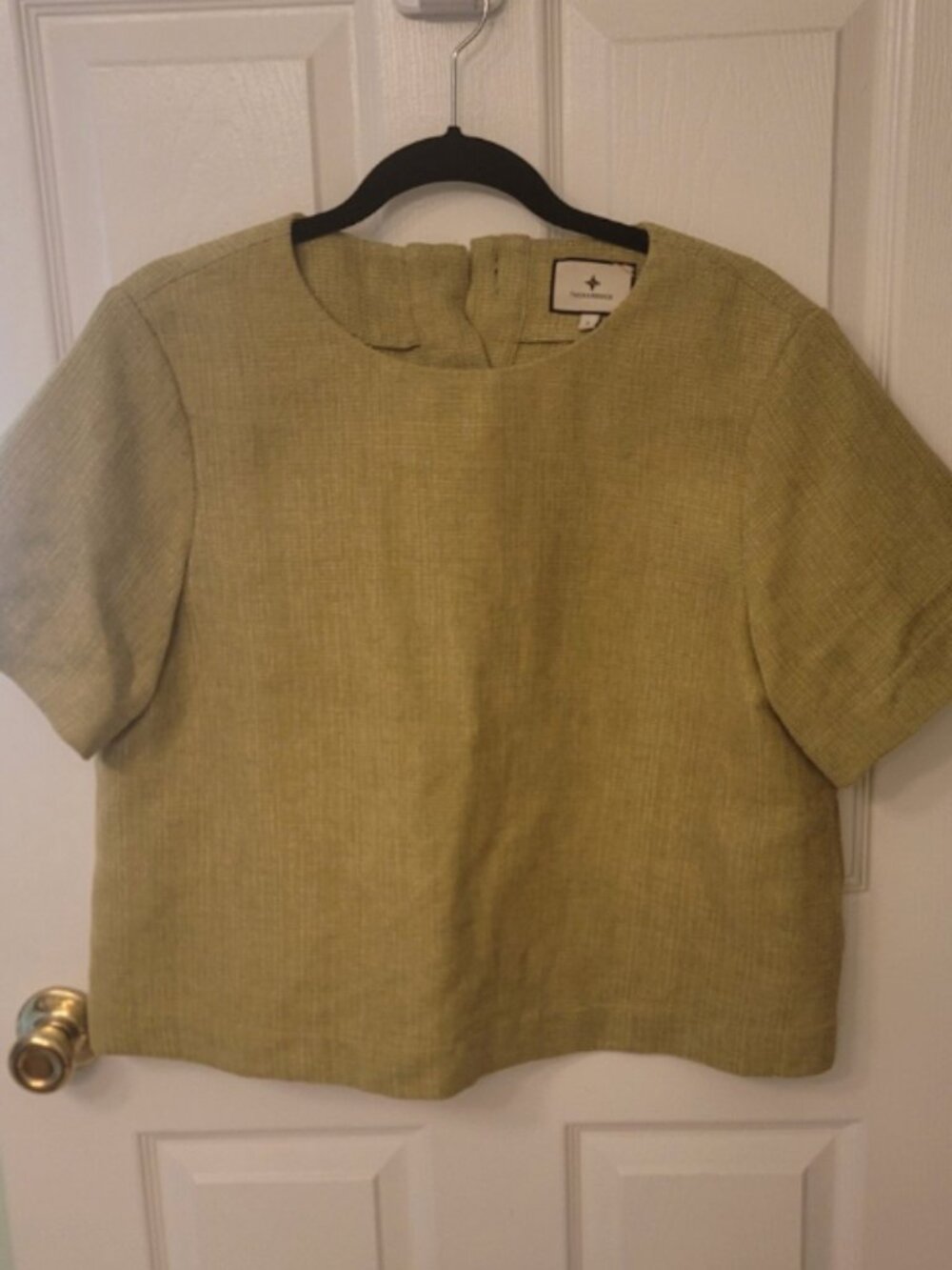 Tuckernuck Chartreuse Tweed Swing Top Size L Structured Boxy Blouse